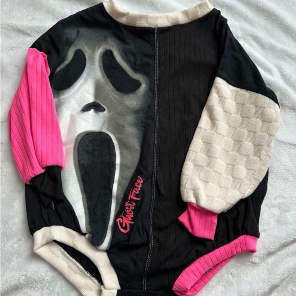 Ghost Face Upcycle Sweater Romper